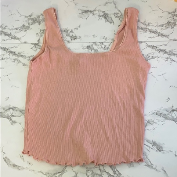 Pink crop tank with lace detail - Picture 1 of 5